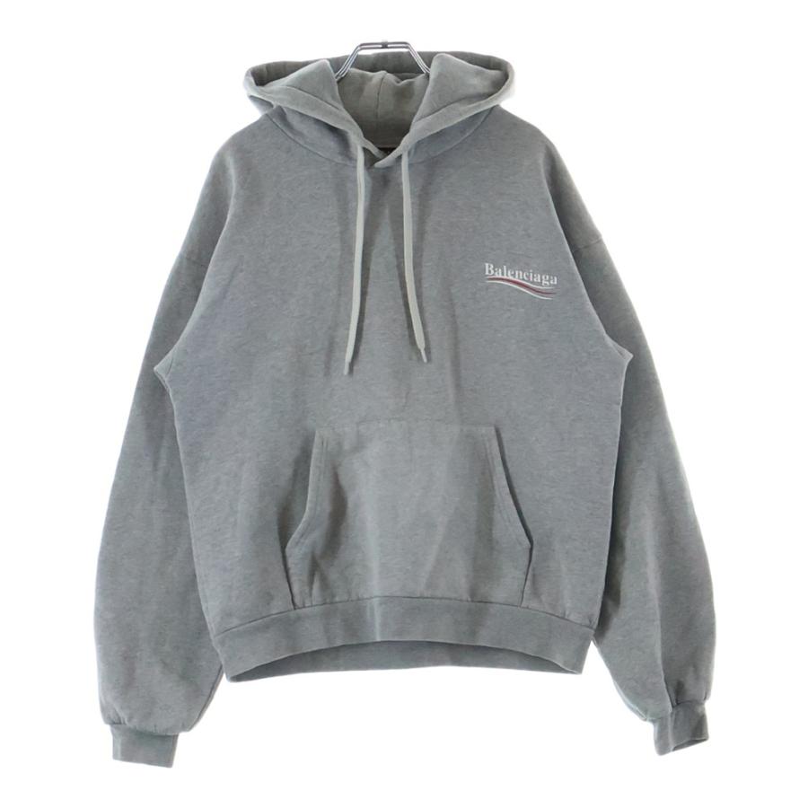 BALENCIAGA グレー フード付きパーカー balancing 中古・古着通販】BALENCIAGA (バレンシアガ) ロゴプリントパーカー