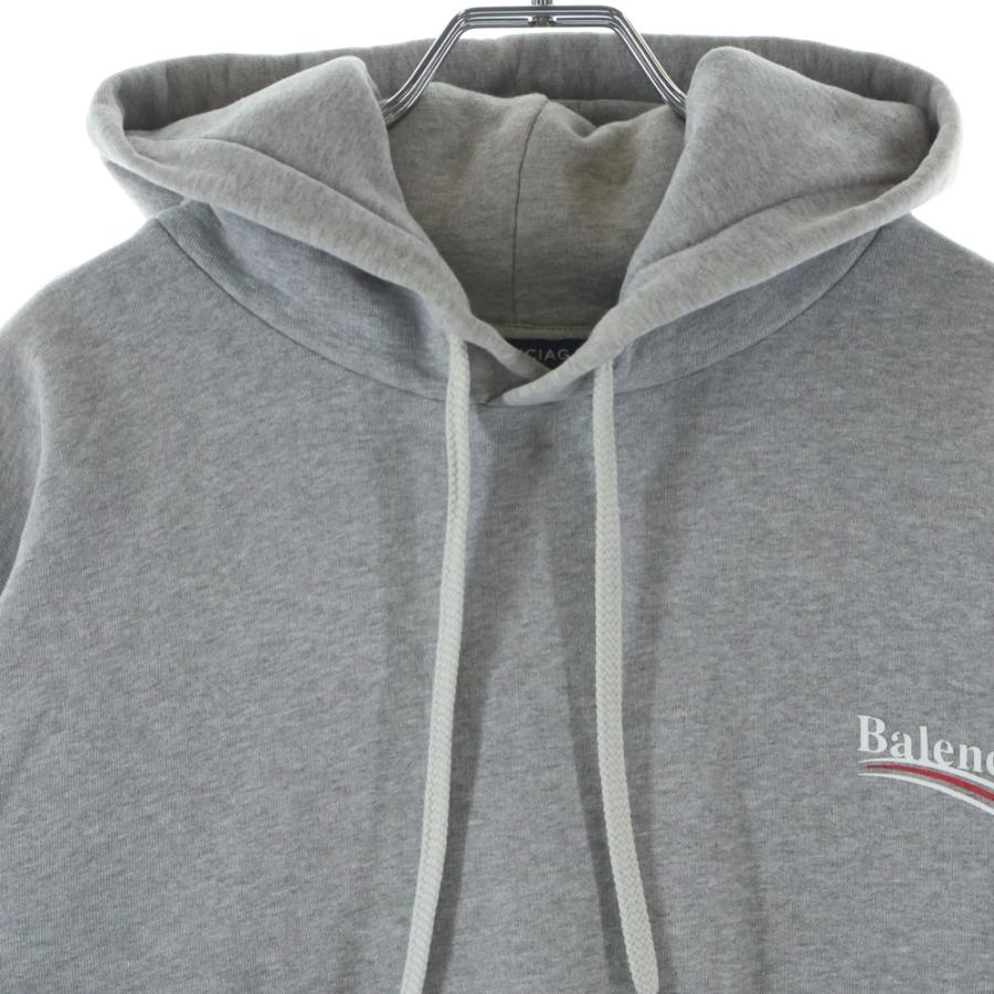 6050【人気ロゴ】バレンシアガ‪☆キャンペーンロゴ入りパーカー グレー 人気モデル】BALENCIAGA バレンシアガ ロゴ パーカー グレー L｜Yahoo