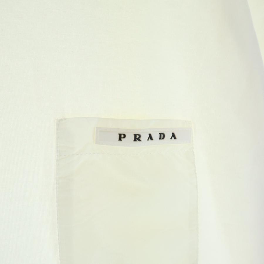 【美品・人気モデル】プラダ　エンボス三角ロゴ半袖tシャツ　定番カラー白 プラダ PRADA Tシャツ 半袖 三角ロゴ トライアングルロゴ タグ付き 白