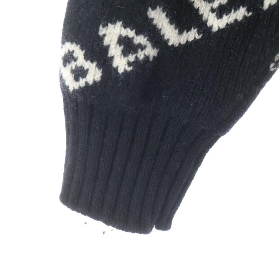 BALENCIAGA バレンシアガ 18AW 総柄ロゴ クルーネック長袖ウールニットセーター ブラック レディース 529060 T1471 BALENCIAGA（バレンシアガ） 18AW 総柄ロゴ クルーネック長袖ウール