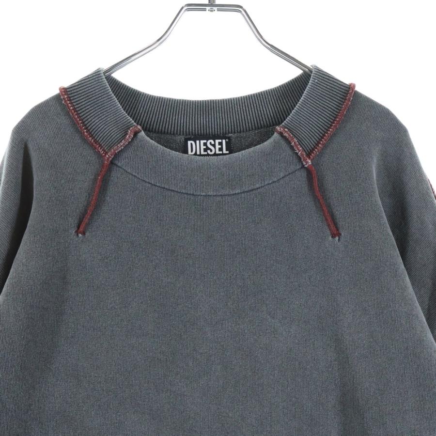 DIESEL ディーゼル S-MOLOCK CREWNECK SWEAT エルボーロゴクルーネック長袖スウェットトレーナー グレー A06171 DIESEL（ディーゼル） S-MOLOCK CREWNECK SWEAT エルボーロゴクルー