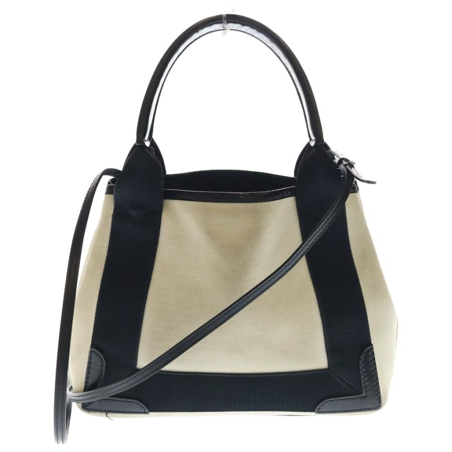 BALENCIAGA バレンシアガ ネイビーカバス スモールキャンバストートバッグ ブラック/ベージュ 390346 9260 S 002123 BALENCIAGA（バレンシアガ） ネイビーカバス スモールキャンバストート
