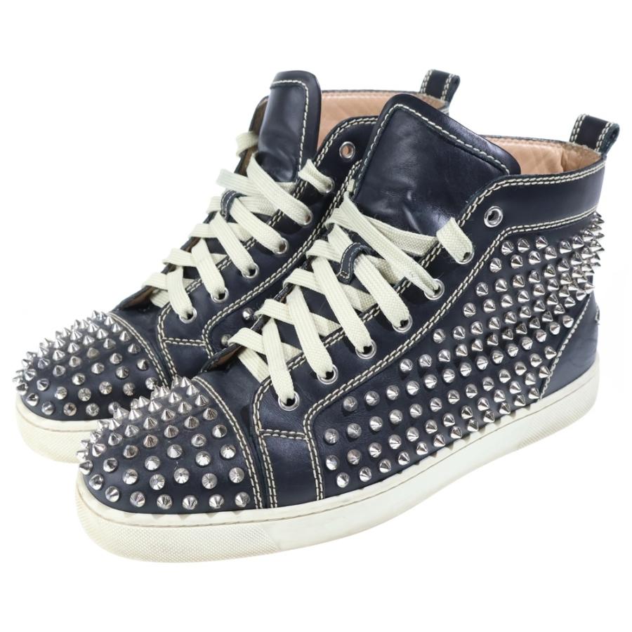 LOUIS FLAT CALF/SPIKESスタッズ付きハイカットスニーカー Christian Louboutin（クリスチャンルブタン） LOUIS SPIKES FLAT CALF