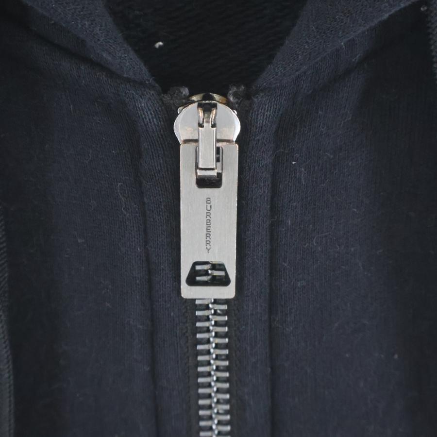 BURBERRY バーバリー アームロゴ刺繍 ジップアップパーカー フーディ ブラック 8029527 BURBERRY（バーバリー） アームロゴ刺繍 ジップアップパーカー