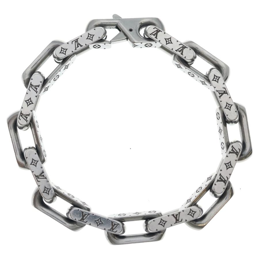 美品 チェーンブレスレット メンズ M62486 VUITTON（ルイ・ヴィトン） LOUIS ルイヴィトン　コリエ　チェーン　ブレスレット　シルバー　モノグラム　LV アクセサリー