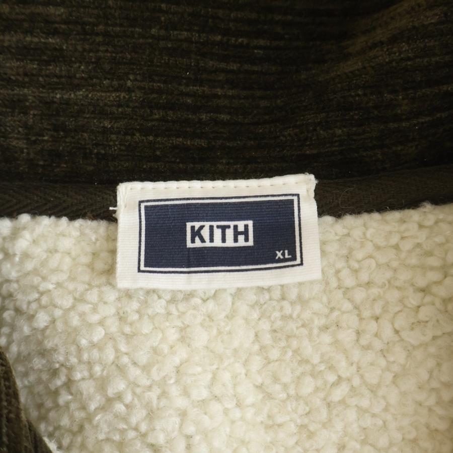 KITH キス 25AW Bonded Cord Boucle Nelson Rugby フロント ロゴ コーデュロイ ラグビー シャツジャケット カーキ 25-072-060-0011-4-0 KITH（キス） 25AW Bonded Cord Boucle Nelson Rugby フロント ロゴ