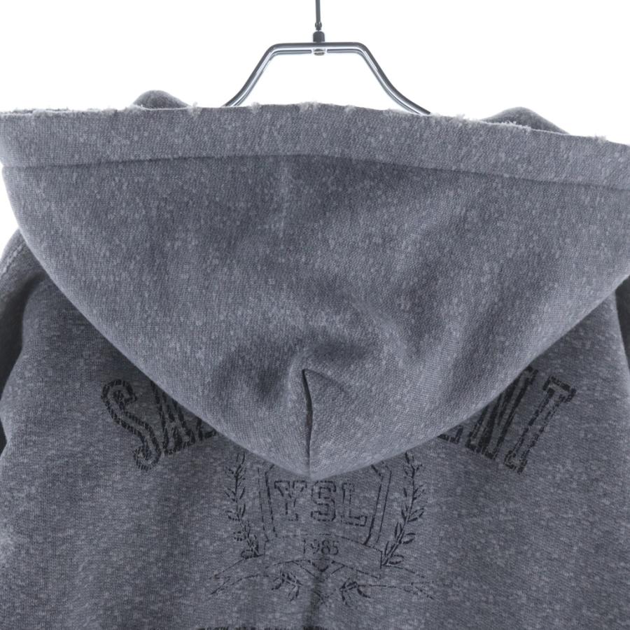 s*a様 SAINT LAURENT PARIS フーディー グレー パーカー SAINT LAURENT PARIS サンローランパリ 22AW ダメージ加工プルオーバー