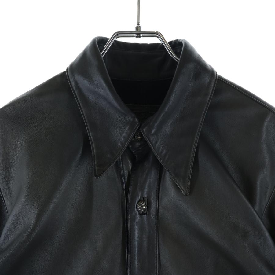 CHROME HEARTS（クロムハーツ） クロスボールボタン 長袖レザーシャツ