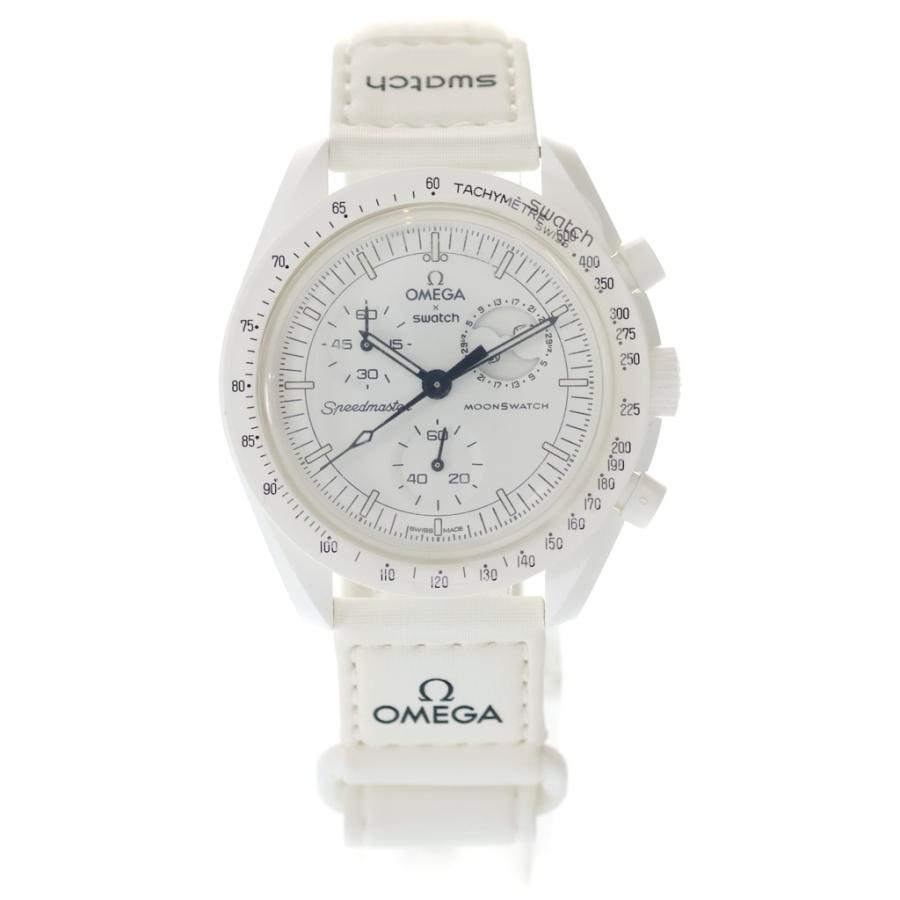 スウォッチ×オメガ Swatch×OMEGA 腕時計 ムーンスウォッチ ミッション トゥ ザ ムーン スヌーピーコラボ S033W700 ホワイト文字盤 バイオセラミック クオーツアナログ 【箱・保付き】 【中古】 OMEGA（オメガ） ×スウォッチ × スヌーピー バイオセラミック