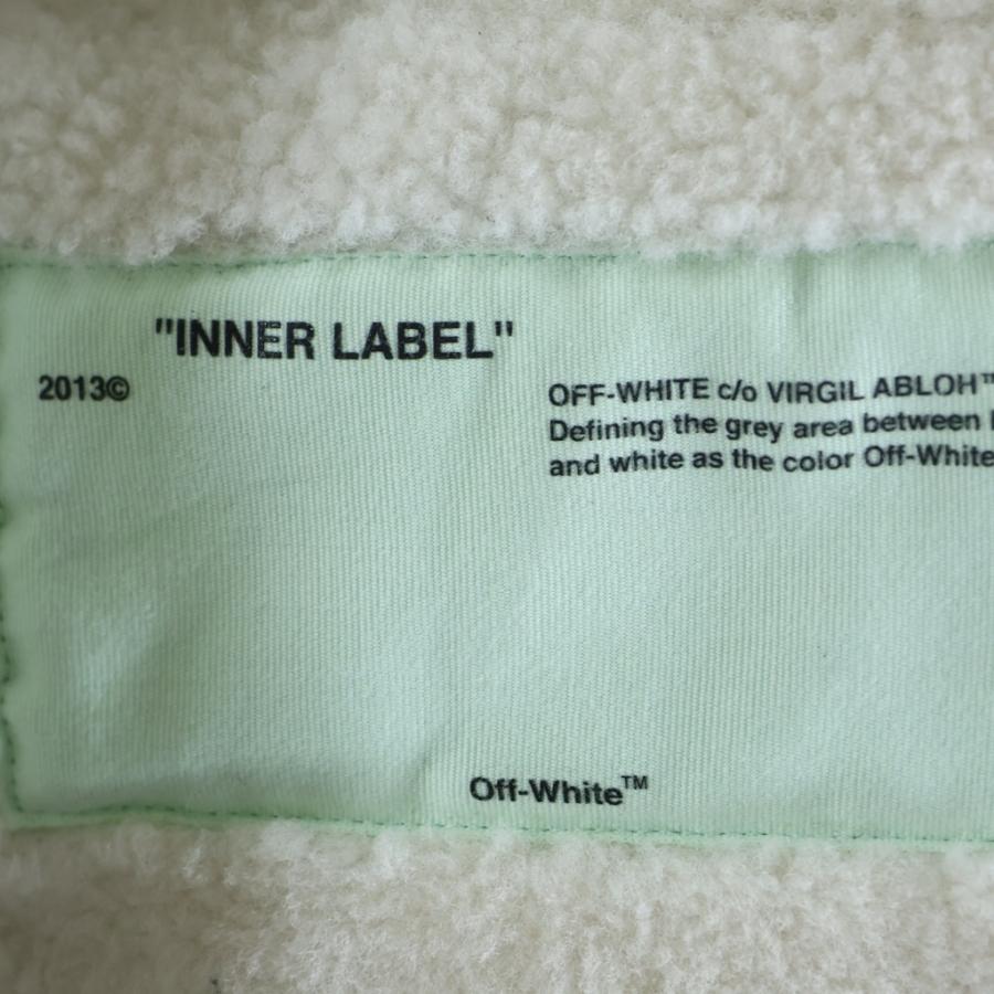 OFF-WHITE オフホワイト B-3ジップアップ フロントプリント ムートンジャケット ブラック/ホワイト OMJA011E18A33002の画像