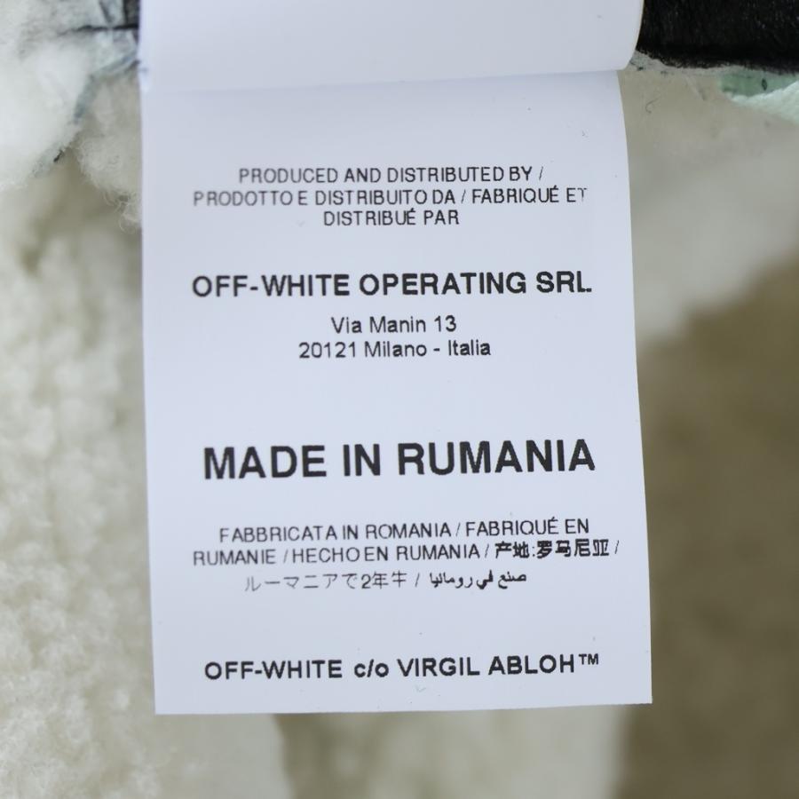 OFF-WHITE オフホワイト B-3ジップアップ フロントプリント ムートンジャケット ブラック/ホワイト OMJA011E18A33002の画像