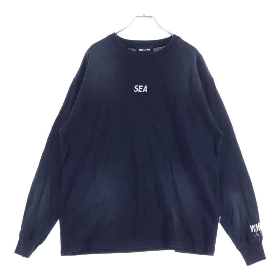 WIND AND SEA（ウィンダンシー） ロゴ刺繍 クルーネック長袖Tシャツ 