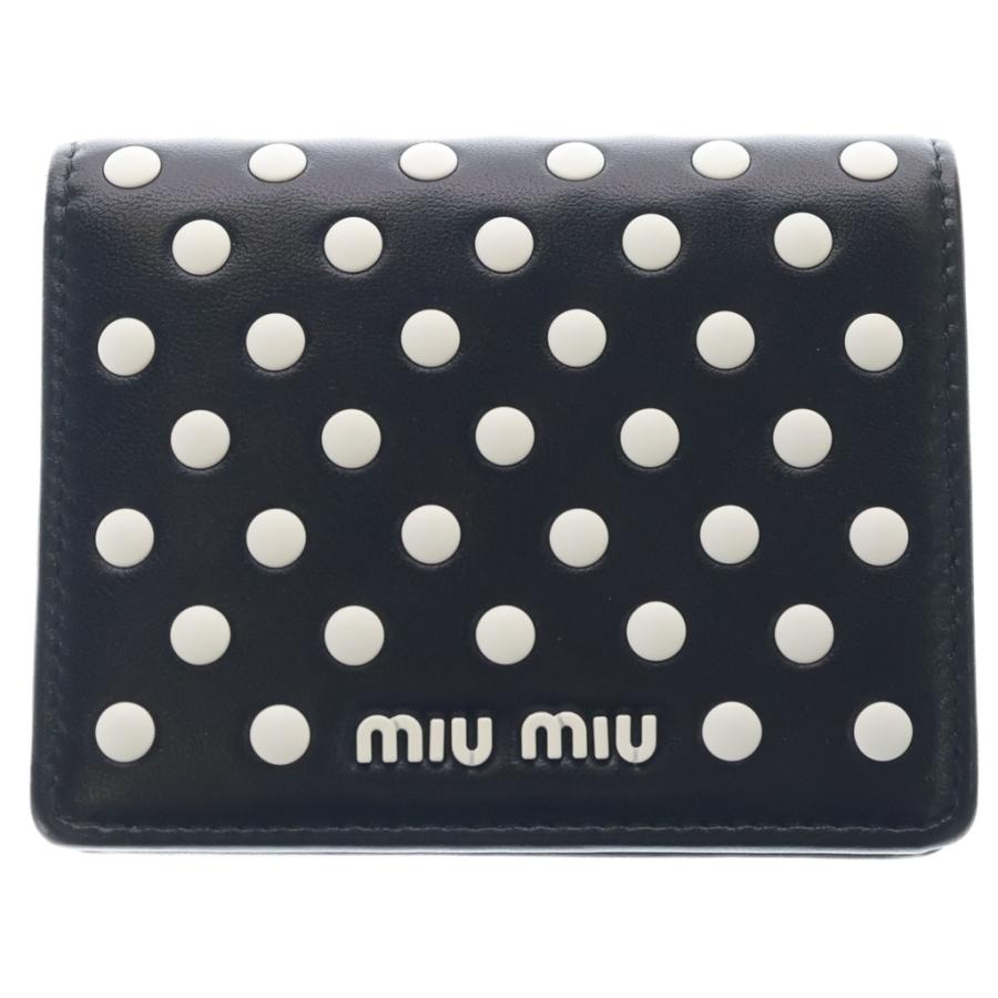 miumiu ミュウミュウ Polka Dot Studded Compact Wallet ポルカドット 