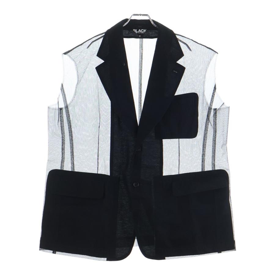 BLACK COMME des GARCONS ブラックコムデギャルソン 25SS ナイロンチュール メッシュ ノースリーブシャツ ブラック 1O-J021 BLACK COMME des GARCONS ブラックコムデギャルソン 25SS ナイロン