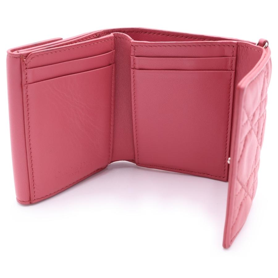 レア美品✨ディオール◇コンパクト二つ折り財布　カナージュパールピンクゴールド金具 ディオール LadyDior Louts S01810NMJ レディディール カナージュ