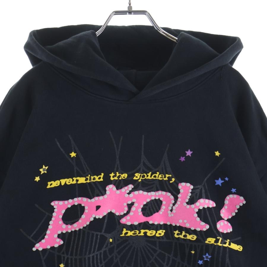 SP5DER スパイダー PINK Hoodie フロントロゴプリント プルオーバー