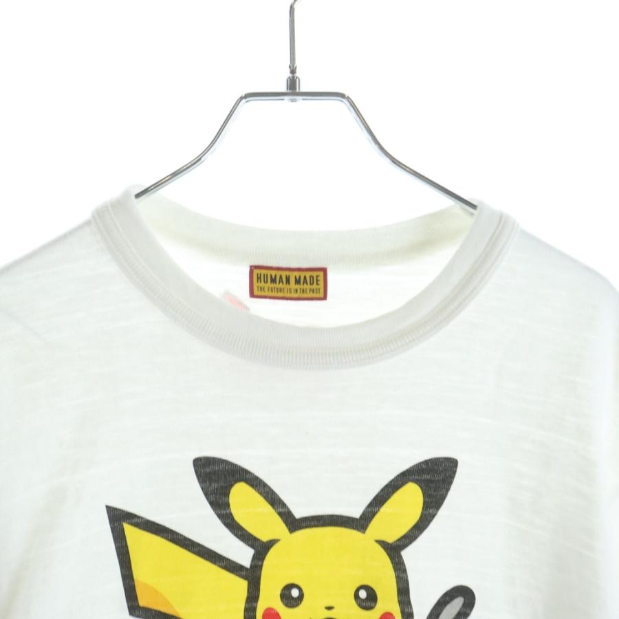 HUMAN MADE ヒューマンメイド ×POKEMON ポケモン ピカチュウフロントプリント クルーネック半袖Tシャツカットソー ホワイト H10612