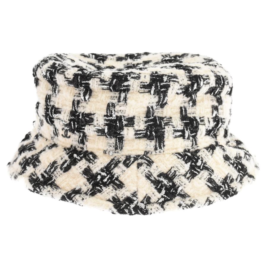 CHANEL シャネル Tweed Bucket Hat ツイード バケットハット ホワイト/ブラック｜shopbring｜03