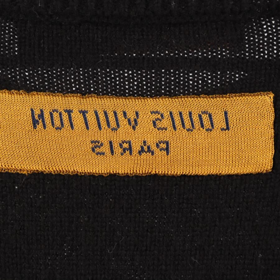 良品 LOUIS VUITTON 長袖ニットセーター 刺繍ロゴ LV ブラックL LOUIS VUITTON ルイヴィトン ワールド ロゴ 長袖 ニット RM192