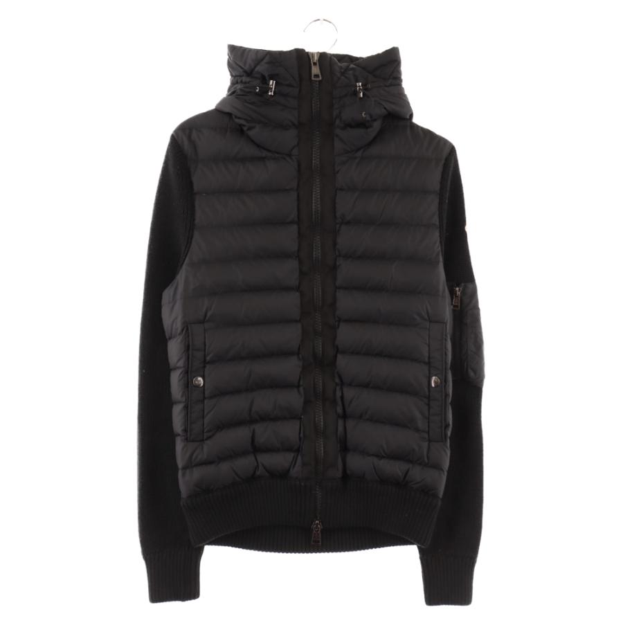MONCLER フード付き ダウンジャケット ブラックニット切り替え