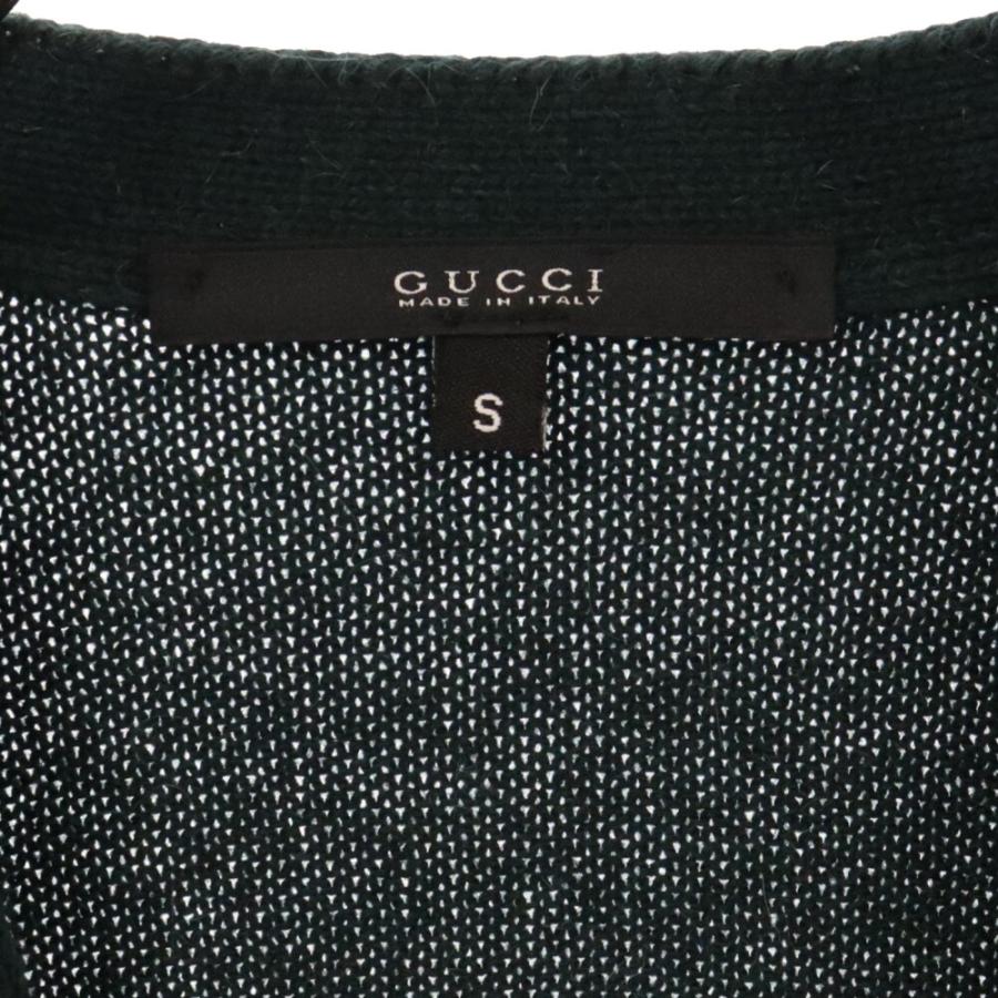 GUCCI（グッチ） レザー切替 シルク混 Vネックカーディガン ニット