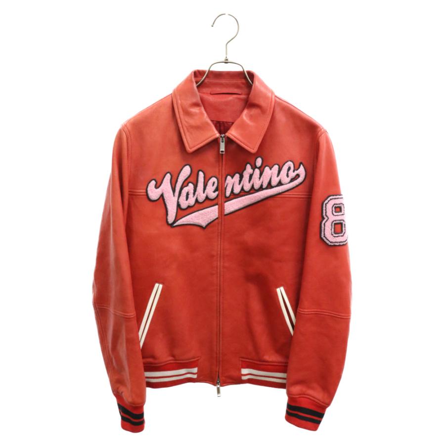 VALENTINO ヴァレンチノ ロゴ パッチ レザーボンバージャケット VALENTINO ヴァレンチノ ロゴ パッチ レザーボンバージャケット