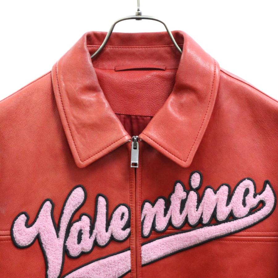 VALENTINO ヴァレンチノ ロゴ パッチ レザーボンバージャケット VALENTINO ヴァレンチノ ロゴ パッチ レザーボンバージャケット
