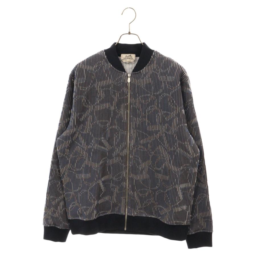 HERMES エルメス 23AW 3D Equestrian Hardware エクエストリアン ハードウェア 総柄ブルゾン ジャケット ブルー HERMES（エルメス） 23AW 3D Equestrian Hardware シルク混 エクエス