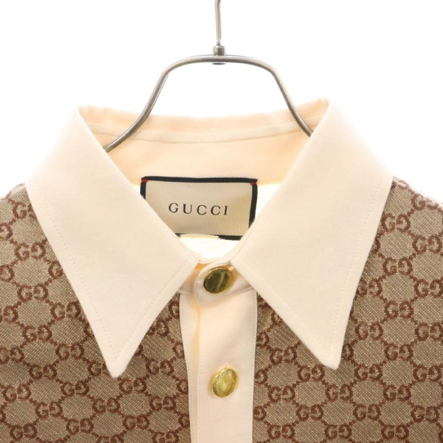 GUCCI キャメル ポロシャツ ロゴ刺繍 イタリア製(替えボタン付) 半袖 GUCCI キャメル ポロシャツ ロゴ刺繍 イタリア製(替えボタン付) 半袖
