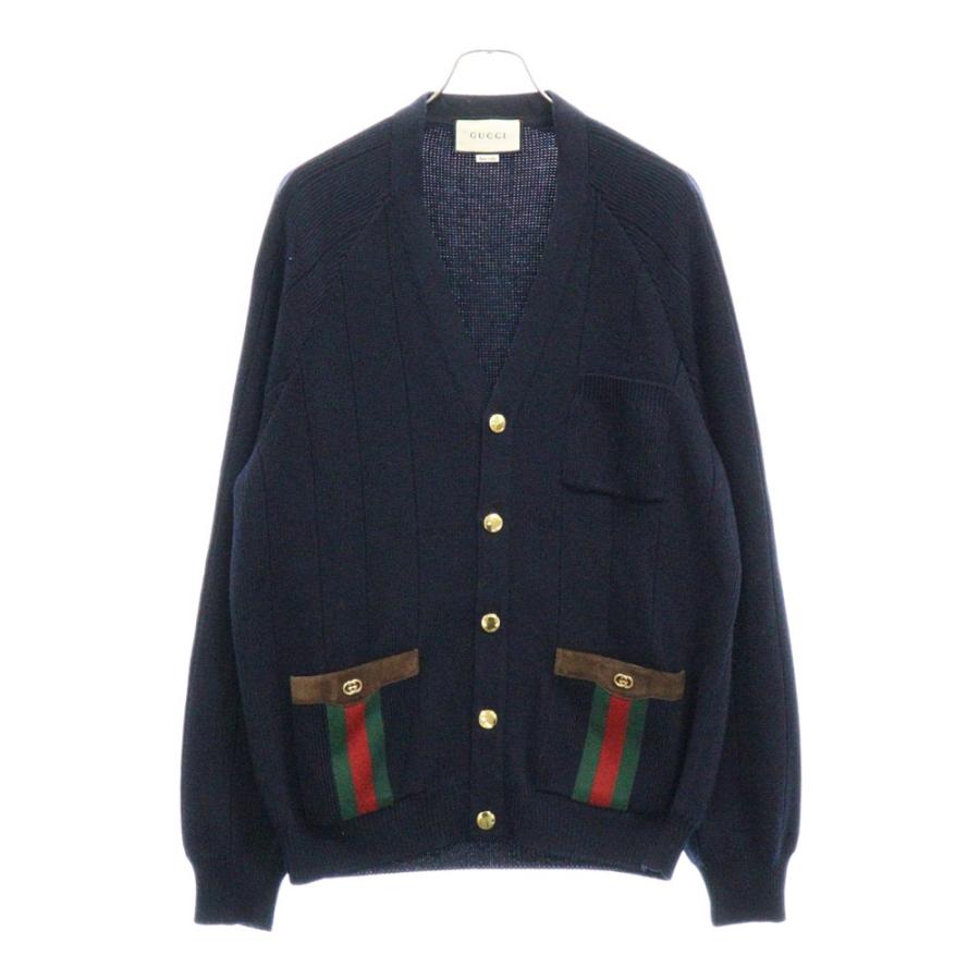 GUCCI グッチ ウェブラインポケット ウールニットカーディガン GUCCI グッチ ウェブラインポケット ウールニットカーディガン