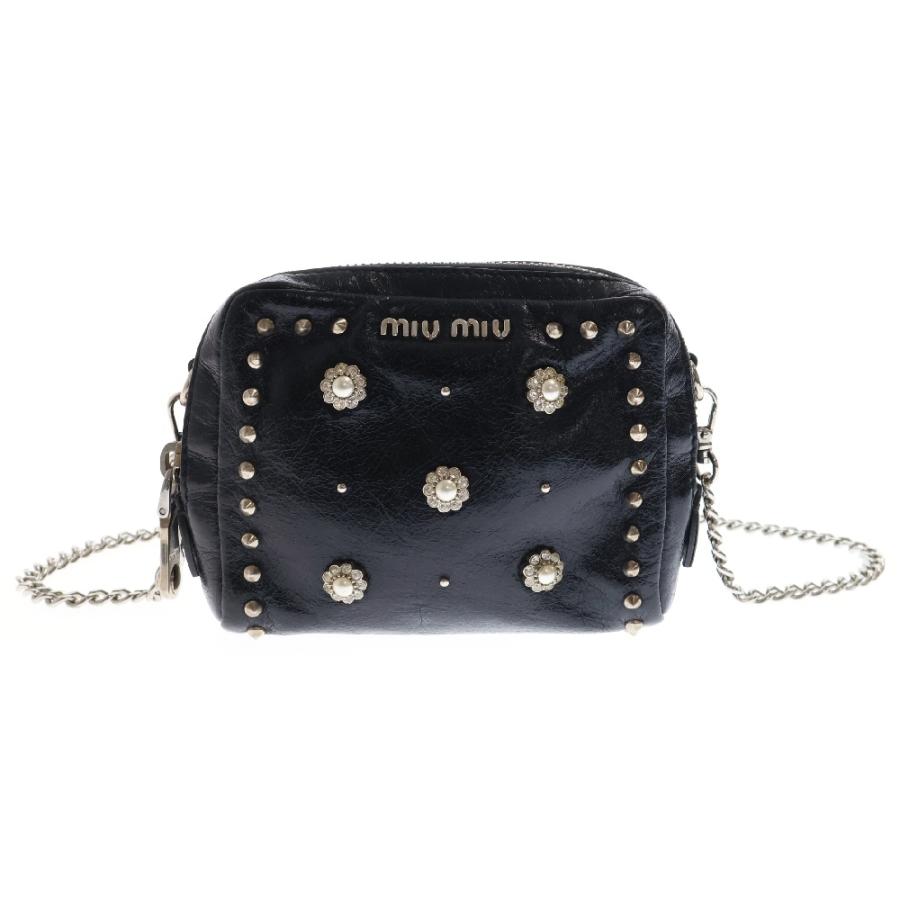 美品☆　MIUMIU　ヴィッテロシャイン　ビジュー　スタッズ　アーカイブ　バッグ 楽天市場】miumiu(ミュウミュウ) ビジュースタッズ装飾 チェーン