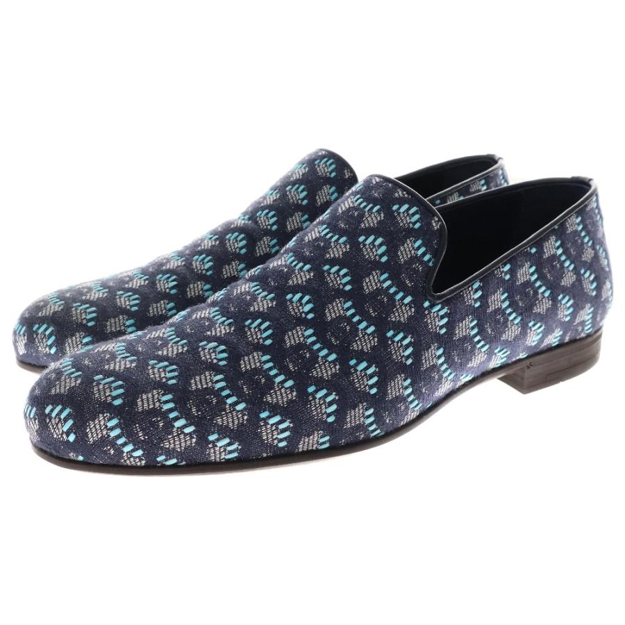JIMMY CHOO ジミーチュウ 総柄 タッセルローファー ネイビー 151SLOANE 