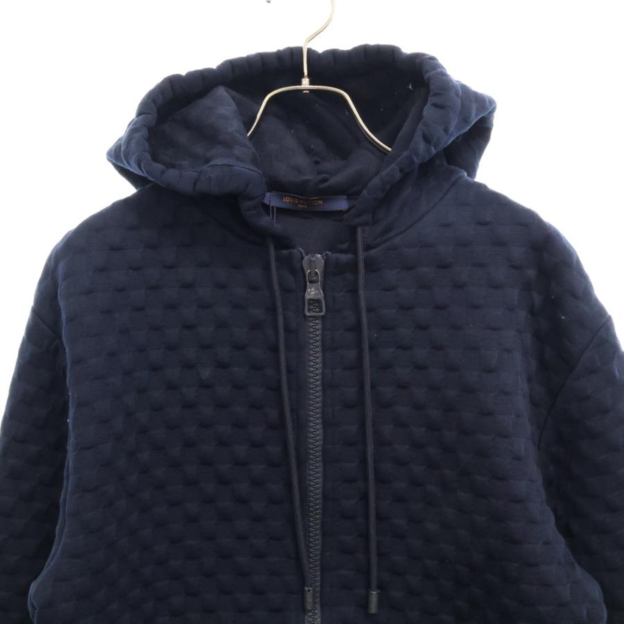 LOUIS VUITTON / 20AW/3Dダミエ エンボス/ジップパーカー/S/コットン/ネイビー/RM202M UYN HJY05W LOUIS VUITTON（ルイ・ヴィトン） 20AW 3D ダミエ ジップアップ
