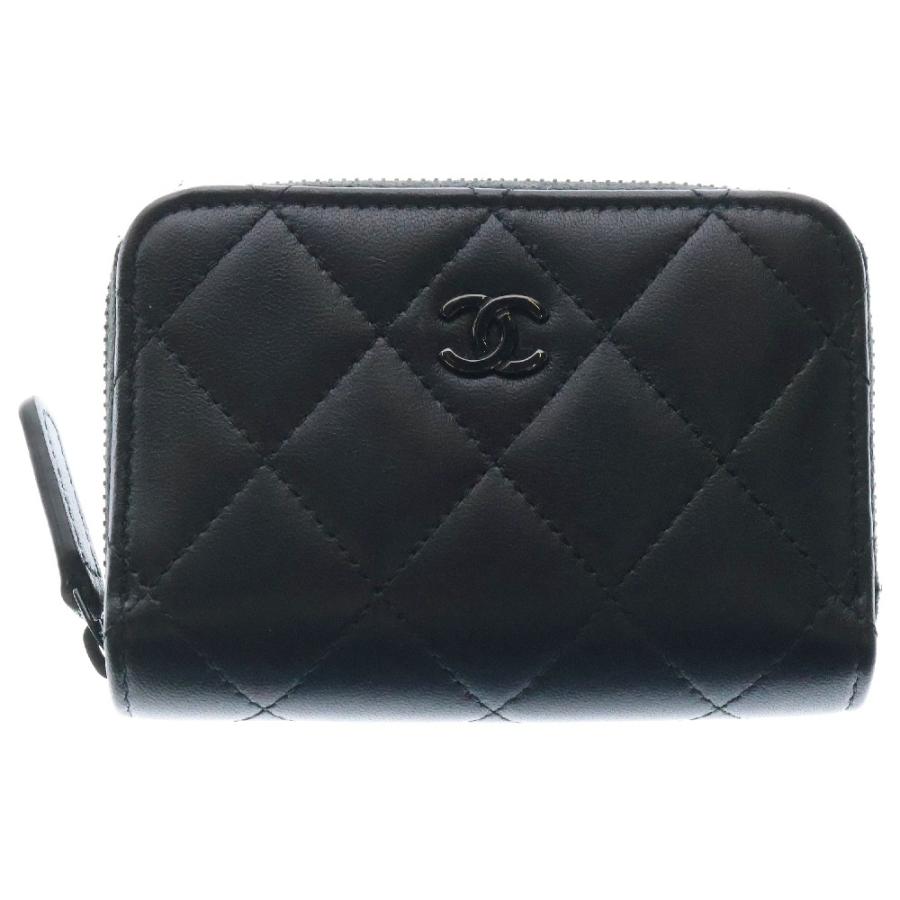 CHANEL シャネル マトラッセ コインケース ブラック ラムスキン 