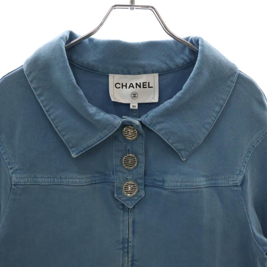 CHANEL（シャネル） デニム素材 ココマークボタン ジップアップドレス
