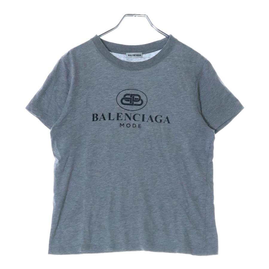 バレンシアガ　Tシャツ グレー　ロゴプリント バレンシアガTシャツ グレーロゴプリント