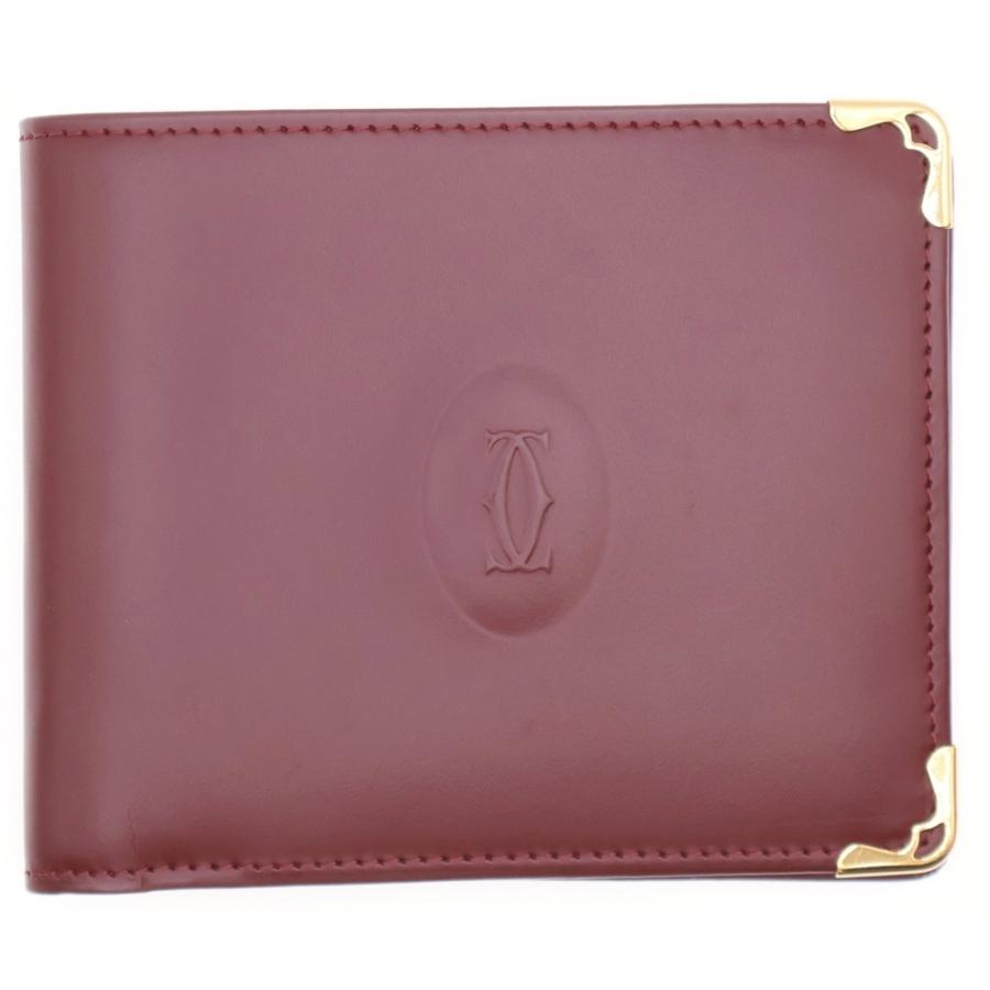 【極美品・完備品】Cartier マストライン 二つ折り財布 Cartier カルティエ マストライン 二つ折り財布 ミニ財布 ボルドー