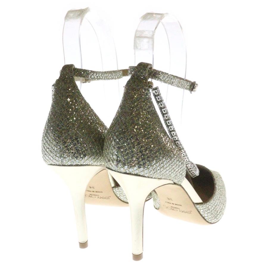 ●美品●JIMMY CHOO ジミーチュウ　ミュール　クリスタルストラップ付き クリスタル ストラップ付き Black パテントレザー・ミュール |BING 100