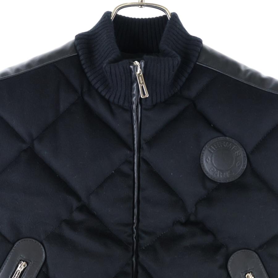 HERMES（エルメス） レザーセリエワッペン付き カシミヤ ショート丈