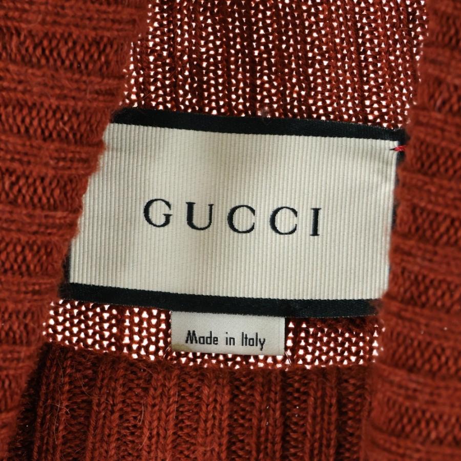 GUCCI グッチ タートルネックセーター リブニット バックロゴ オレンジ_5