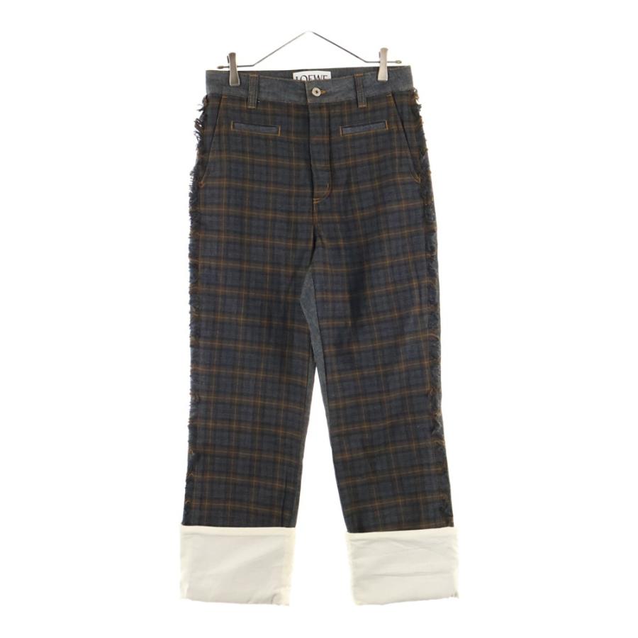 LOEWE ロエベ FISHERMAN CHECK PATCH JEAN フィッシャーマン チェック パッチ ジーンズ デニムパンツ インディゴ/ブラウン H2292430IB LOEWE（ロエベ） FISHERMAN CHECK PATCH JEAN フィッシャーマン