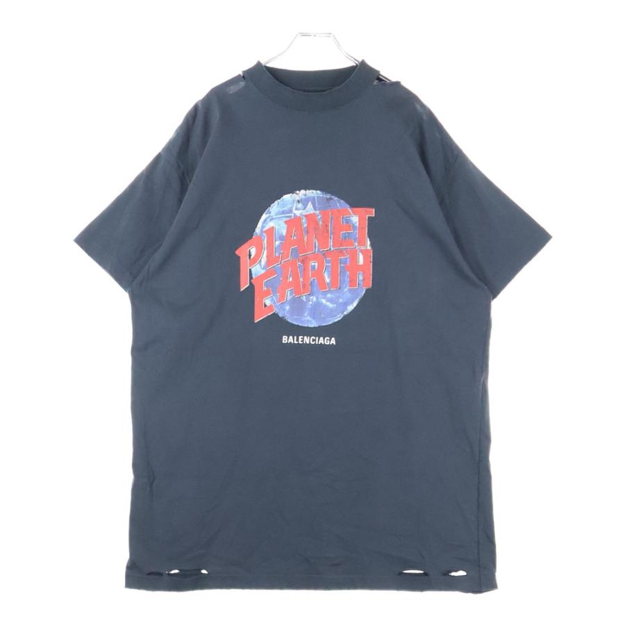 バレンシアガ プラネットアース 半袖オーバーサイズTシャツ/ BALENCIAGA バレンシアガ PRANET EARTH OVERSIZED T-SHIRT ダメージ