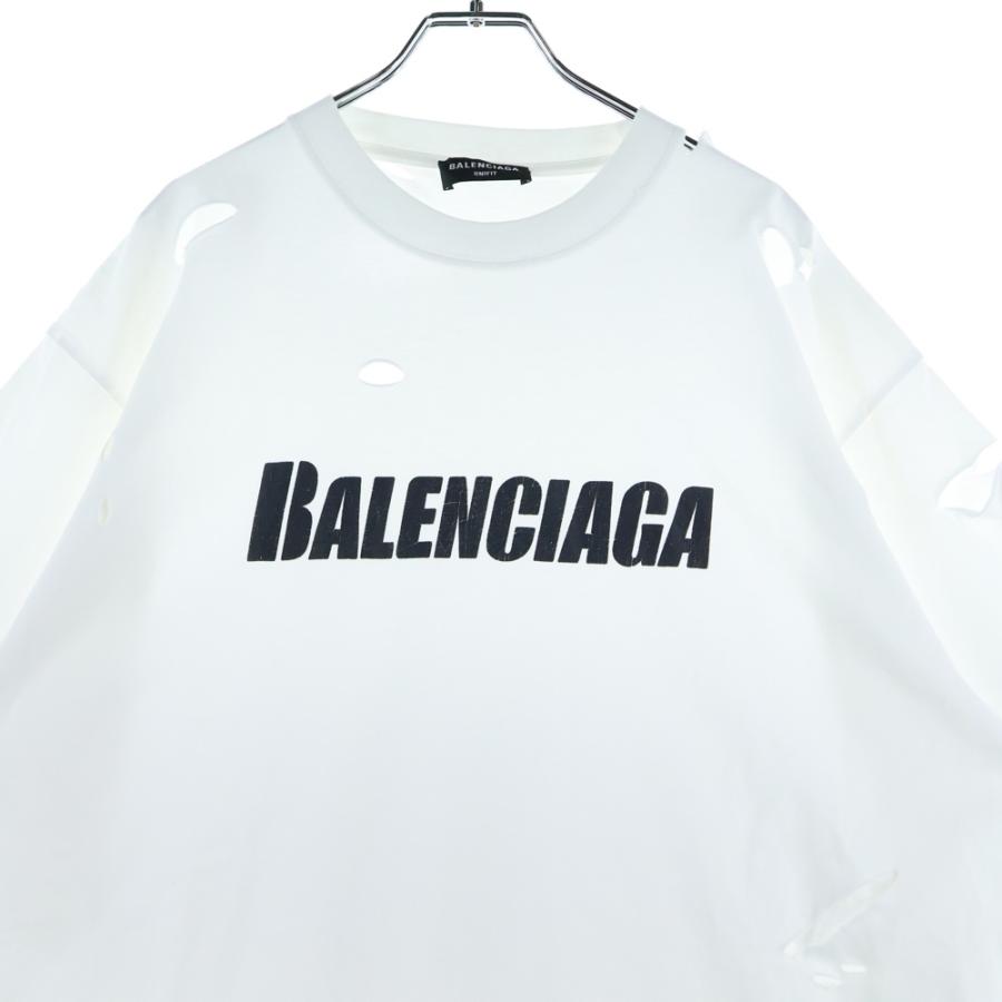 BALENCIAGA バレンシアガ デストロイ加工シャツ　Sサイズ 中古・古着通販】BALENCIAGA (バレンシアガ) デストロイ加工Tシャツ