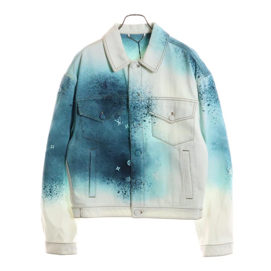 美品　LOUIS VUITTON モノグラム　ノーカラー　デニムジャケット 極美品】LOUIS VUITTON デニムジャケット モノグラム ノーカラー