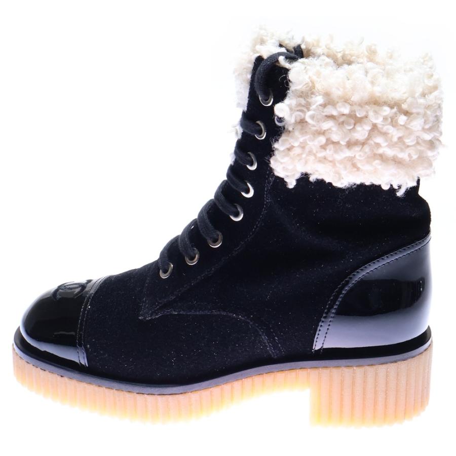 CHANEL（シャネル） ココマーク ボア切替 パテント レディース ブーツ