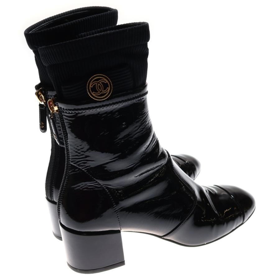 CHANEL（シャネル） ココマーク パテント ニットソックスブーツ