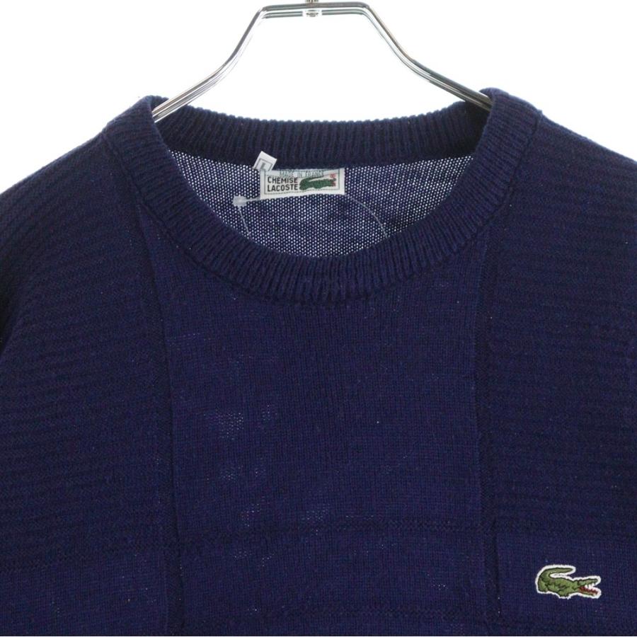 LACOSTE（ラコステ） OLD リブ編みデザイン ロゴ刺繍 クルーネック 