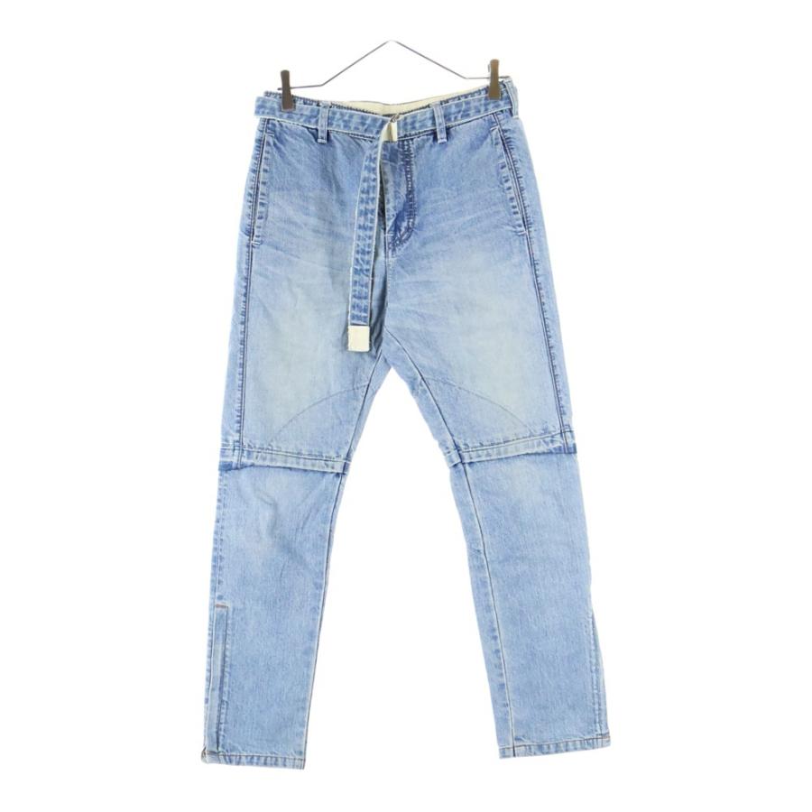 美品 サカイ Sacai LAYERED DENIM PANT 19-01902M デニムパンツ ジーンズ 裾ジップ ウォッシュ ボトムス メンズ 1(S) sacai（サカイ） 19SS LAYERED DENIM PANT レイヤード デニムパンツ