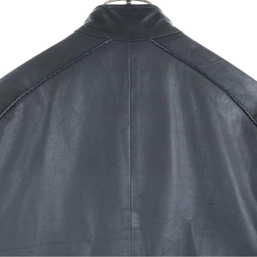 HERMES シングルライダースジャケット Mサイズ HERMES（エルメス） ネックボタン カウレザー シングル ライダース