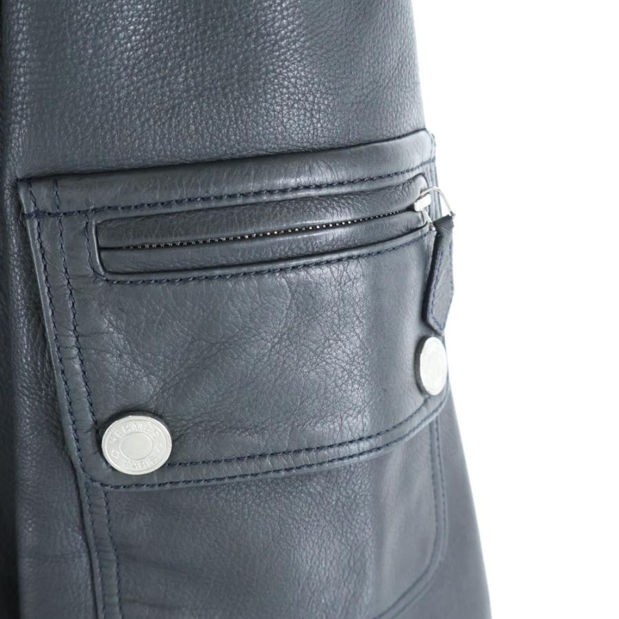 HERMES（エルメス） ネックボタン カウレザー シングル ライダース